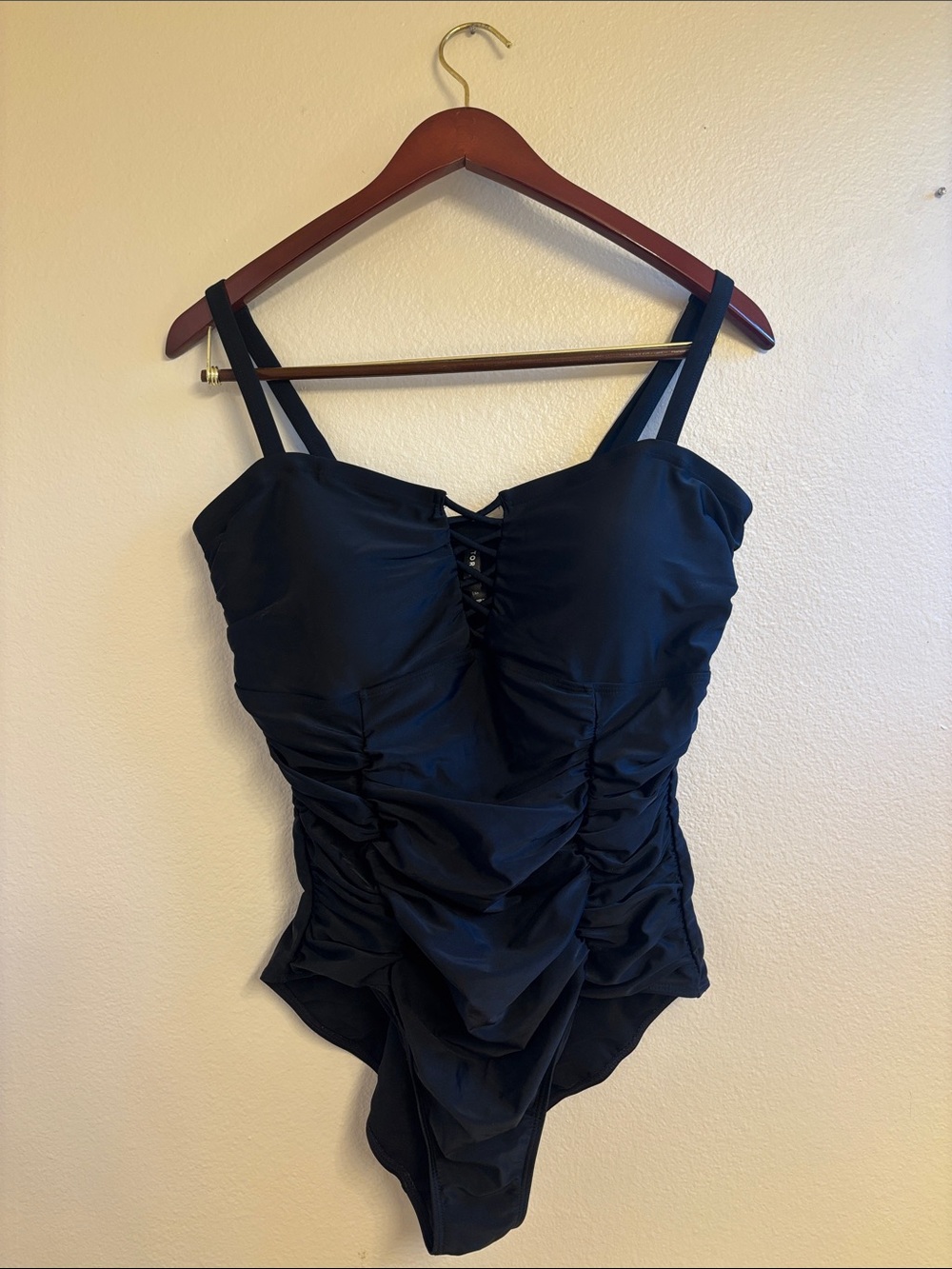 Torrid Black Ruched One-Piece Swimsuit size 2 (us 18/20)